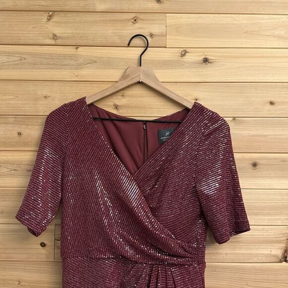 Adrianna Papell Size 6 Bethany Wrap Front Sequin Full Length Gown - Picture 4 of 14